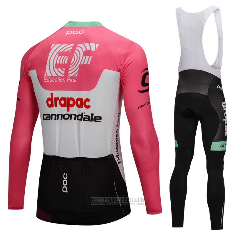 2018 Fahrradbekleidung Cannondale Drapac Wei und Rosa Trikot Langarm und Tragerhose